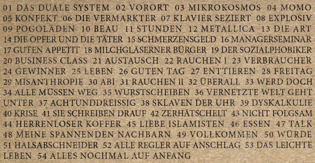 LUXUSVERNICHTUNG TRACK LIST